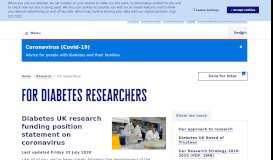 
							         For diabetes researchers | Diabetes UK								  
							    