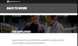 
							         For Employers - Back to Work - Queensland Government								  
							    