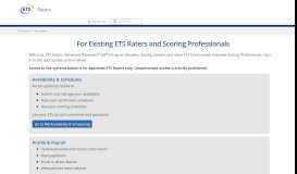 
							         For Existing Raters and Scoring Professionals - ETS.org								  
							    