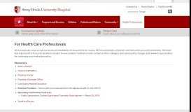 
							         For Health Care Professionals | Stony Brook Medicine								  
							    
