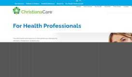
							         For Health Professionals – Christiana Care Health System								  
							    