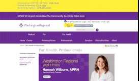 
							         For Health Professionals | Washington Regional Medical Center								  
							    
