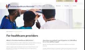 
							         For healthcare providers | Christian Healthcare Ministries								  
							    