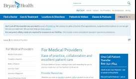 
							         For Medical Providers | Lincoln, NE | Bryan Health								  
							    