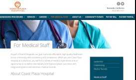 
							         For Medical Staff | Coast Plaza Hospital								  
							    