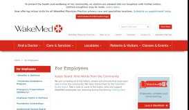 
							         For Our Employees | Raleigh, North Carolina (NC) - WakeMed ...								  
							    