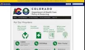 
							         For Our Providers | Colorado Department of Health Care Policy and ...								  
							    