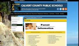 
							         For Parents - Calvert County Public Schools								  
							    