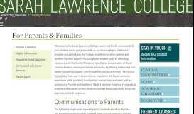 
							         For Parents & Families | Sarah Lawrence College								  
							    