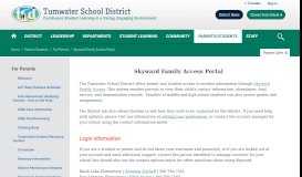 
							         For Parents / Skyward/Family Access Portal - Tumwater								  
							    
