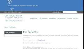 
							         For Patients | Central Carolina Physician Practices								  
							    