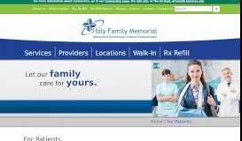 
							         For Patients | Holy Family Memorial								  
							    