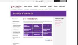 
							         For Researchers | Western Sydney University								  
							    