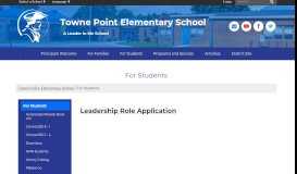 
							         For Students - Towne Point Elementary School								  
							    