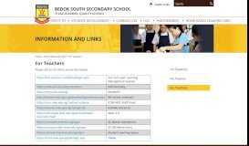 
							         For Teachers - Bedok South Secondary School								  
							    
