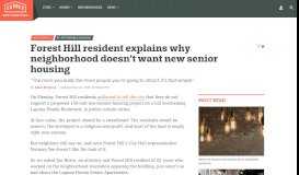 
							         Forest Hill resident explains why neighborhood doesn't want new ...								  
							    