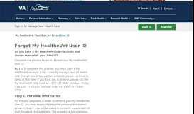
							         Forgot User ID - My HealtheVet								  
							    
