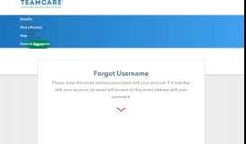 
							         Forgot Username | TeamCare								  
							    
