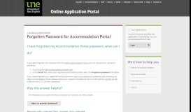 
							         Forgotten Password for Accommodation Portal - UNE Online Application								  
							    