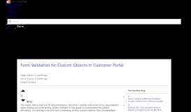 
							         Form Validation for Custom Objects in Customer Portal - Stack Overflow								  
							    