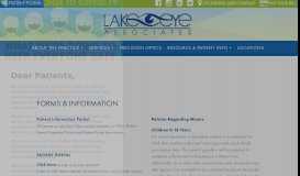 
							         Forms and Insurance — Lake Eye Associates								  
							    
