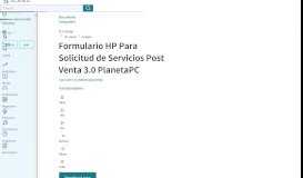 
							         Formulario HP Para Solicitud de Servicios Post Venta 3.0 PlanetaPC								  
							    