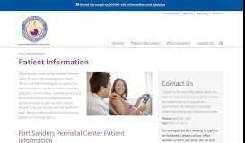 
							         Fort Sanders Perinatal Center High-Risk Pregnancy Patient Information								  
							    