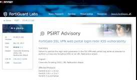 
							         FortiGate SSL VPN web portal login redir XSS vulnerability | FortiGuard								  
							    