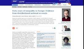 
							         Forty years of inequality in Europe | VOX, CEPR Policy Portal - VoxEU								  
							    