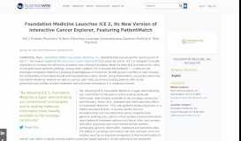
							         Foundation Medicine Launches ICE 2, Its New Version of Interactive ...								  
							    