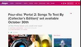 
							         Four-disc 'Portal 2: Songs To Test By (Collector's Edition)' set available ...								  
							    