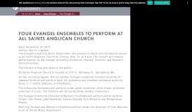 
							         Four Evangel ensembles to perform at All Saints Anglican Church ...								  
							    