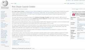 
							         Fox Chase Cancer Center - Wikipedia								  
							    