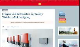 
							         Fragen und Antworten zur Sunny WebBox-Abkündigung - Sunny. Der ...								  
							    