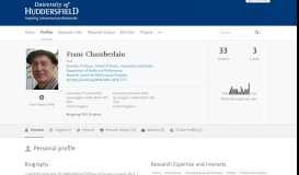 
							         Franc Chamberlain — University of Huddersfield Research Portal								  
							    