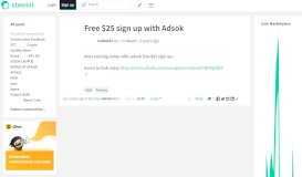 
							         Free $25 sign up with Adsok — Steemit								  
							    