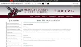 
							         Free and Open Resources - Metcalfe County Middle School								  
							    
