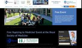 
							         Free Get into Medicine Event: Humanitas University - The Medic Portal								  
							    