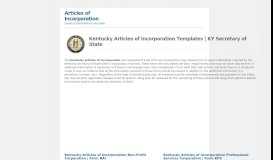 
							         Free Kentucky Articles Of Incorporation Templates | KY Secretary Of ...								  
							    