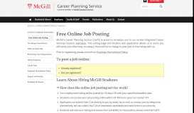 
							         Free Online Job Posting | Career Planning Service - McGill University								  
							    