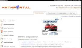 
							         Free Online Statistics Calculators - MathPortal.org								  
							    