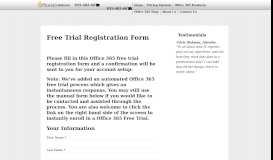 
							         Free Trial Registration Form | Office 365								  
							    