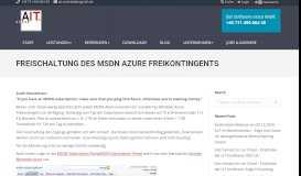 
							         Freischaltung des MSDN Azure Freikontingents - AIT GmbH & Co. KG								  
							    