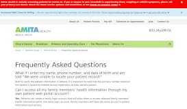 
							         Frequently Asked Questions | AMITA Health								  
							    