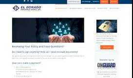 
							         Frequently Asked Questions | FAQs | El Dorado Insurance Agency								  
							    