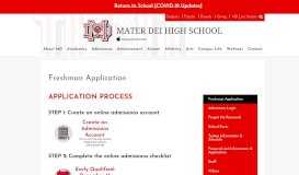
							         Freshman Admissions Process & Application - Mater Dei High School								  
							    