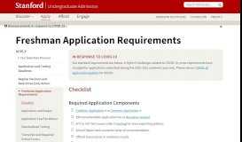 
							         Freshman Application Requirements - Stanford Admission								  
							    