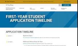 
							         Freshman Application Timeline - UCSD Admissions								  
							    