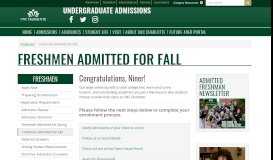 
							         Freshmen Admitted for Fall | Undergraduate Admissions | UNC Charlotte								  
							    