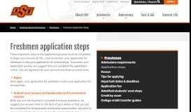 
							         Freshmen Application Steps | Oklahoma State University								  
							    